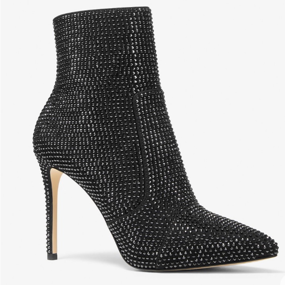 Michael Kors Black Rue Crystal Embellished Heeled Bootie